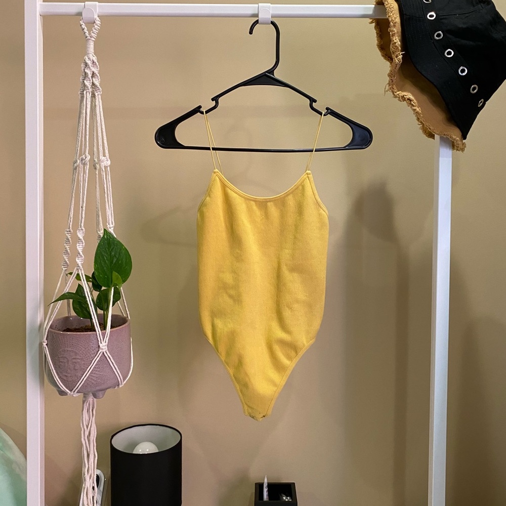 Rib Knit Spaghetti Strap Bodysuit